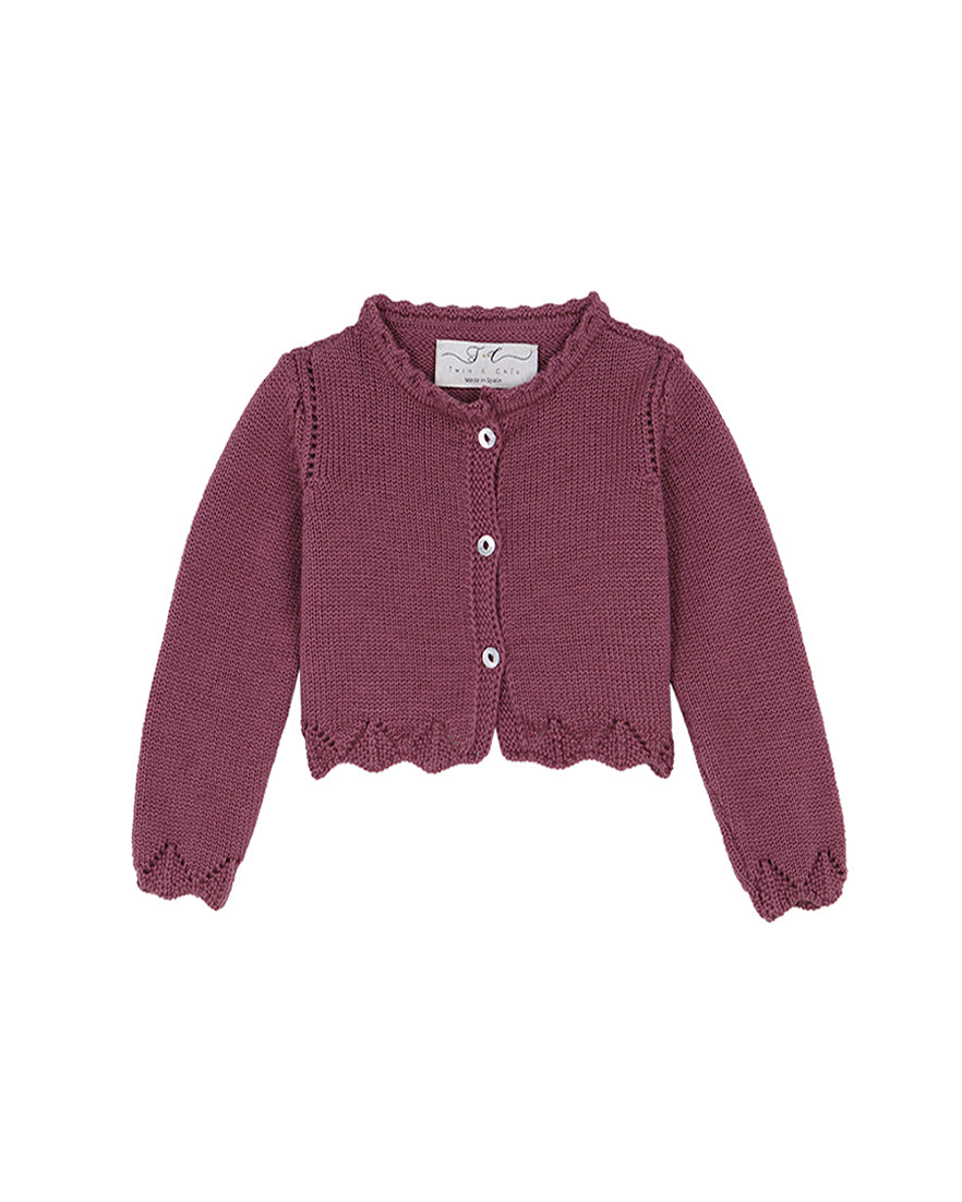 BURGUNDY PINK BABY SHORT CARDIGAN